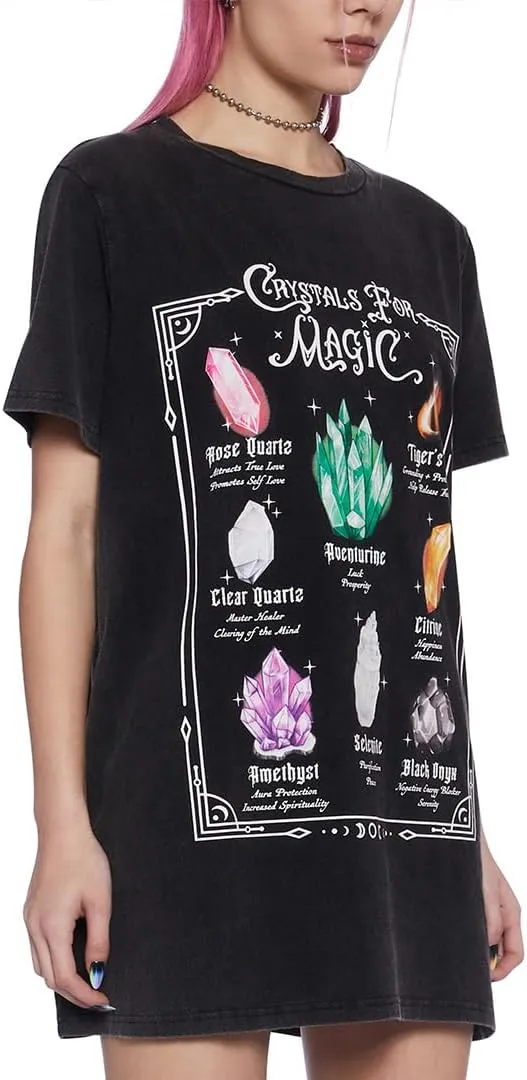 Dolls Kill Crystal Girl Oversized Tee by Delia's - Washed Design with Crystal Graphics and Loose Fit