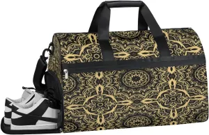 Ethnic Mandala Design Sports Gym Bag with Wet Pocket & Shoes Compartment Waterproof Workout Duffel Bag for Women and Men Weekender Overnight Duffle Bag Travel Carry-on Tote