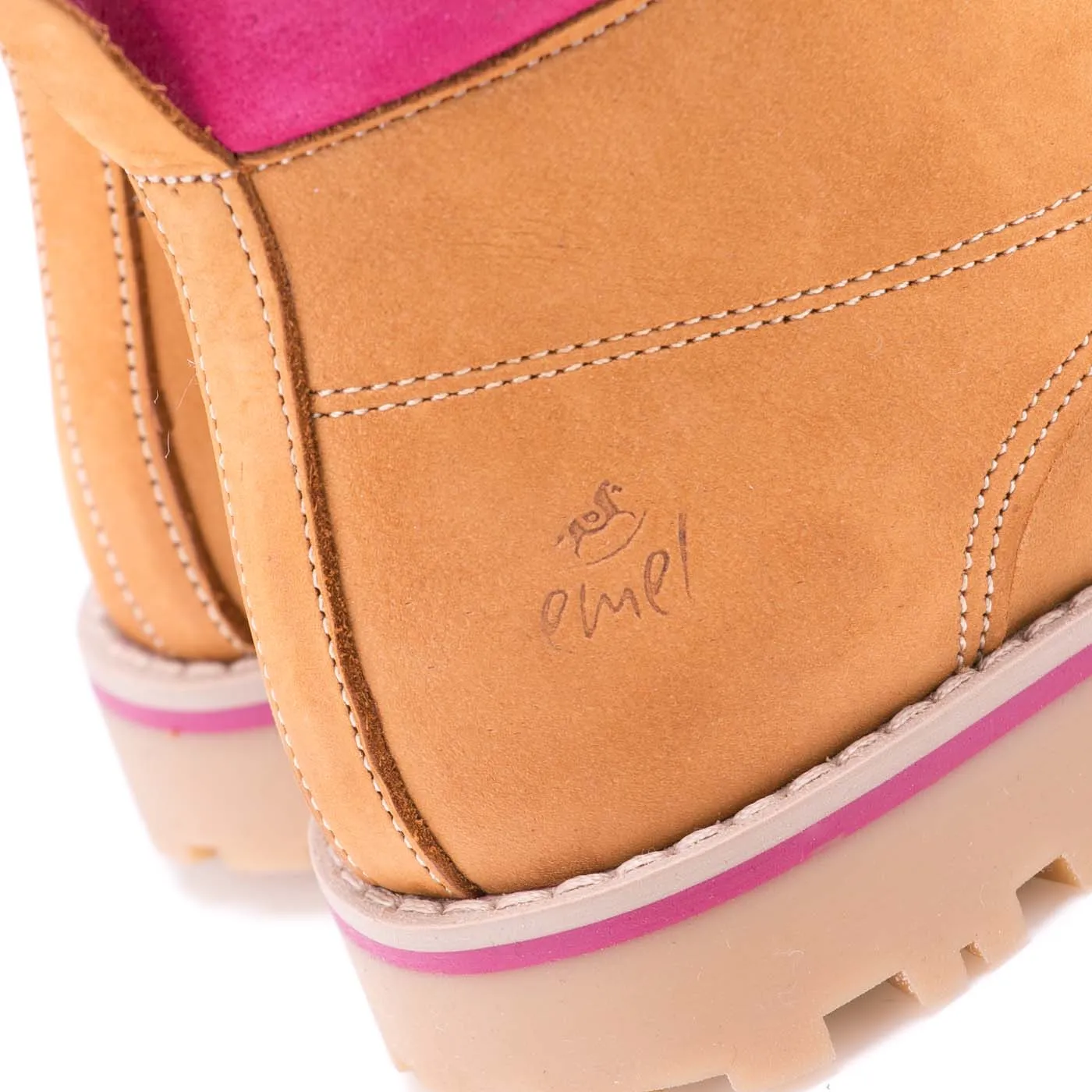 (EV2552-3 / EV2552M-3)Lace-up Winter boots yellow / pink wool lined