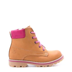 (EV2552-3 / EV2552M-3)Lace-up Winter boots yellow / pink wool lined