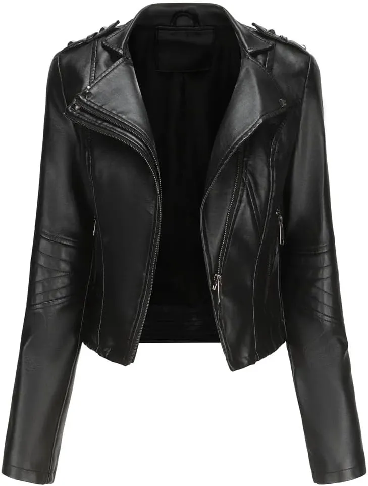 Faux Leather Jacket Women Autumn Winter Moto Biker Jacket for Women Autumn Coats