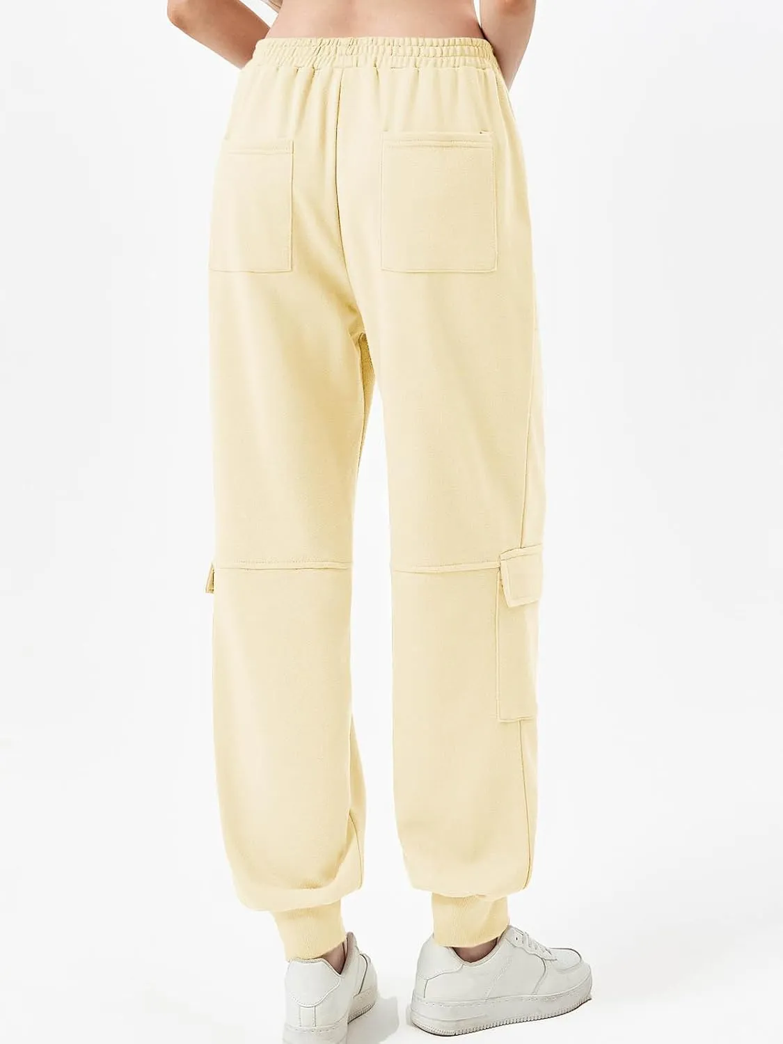 Fisoew Women's Cargo Sweatpants High Waisted Loose Running Athletic Jogger Pants with Pockets