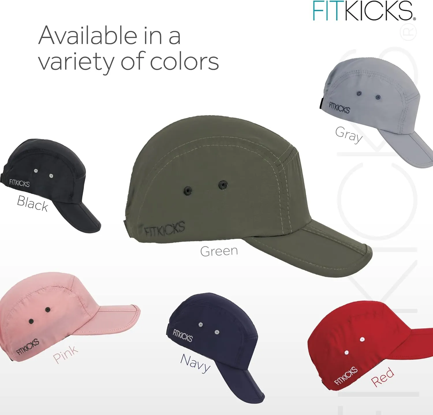 FITKICKS Folding Cap, Comfortable and Adjustable Ball Cap, UPF 50  Sun Cap for Men and Women
