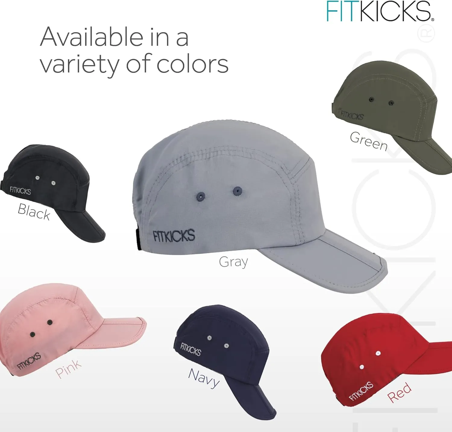 FITKICKS Folding Cap, Comfortable and Adjustable Ball Cap, UPF 50  Sun Cap for Men and Women