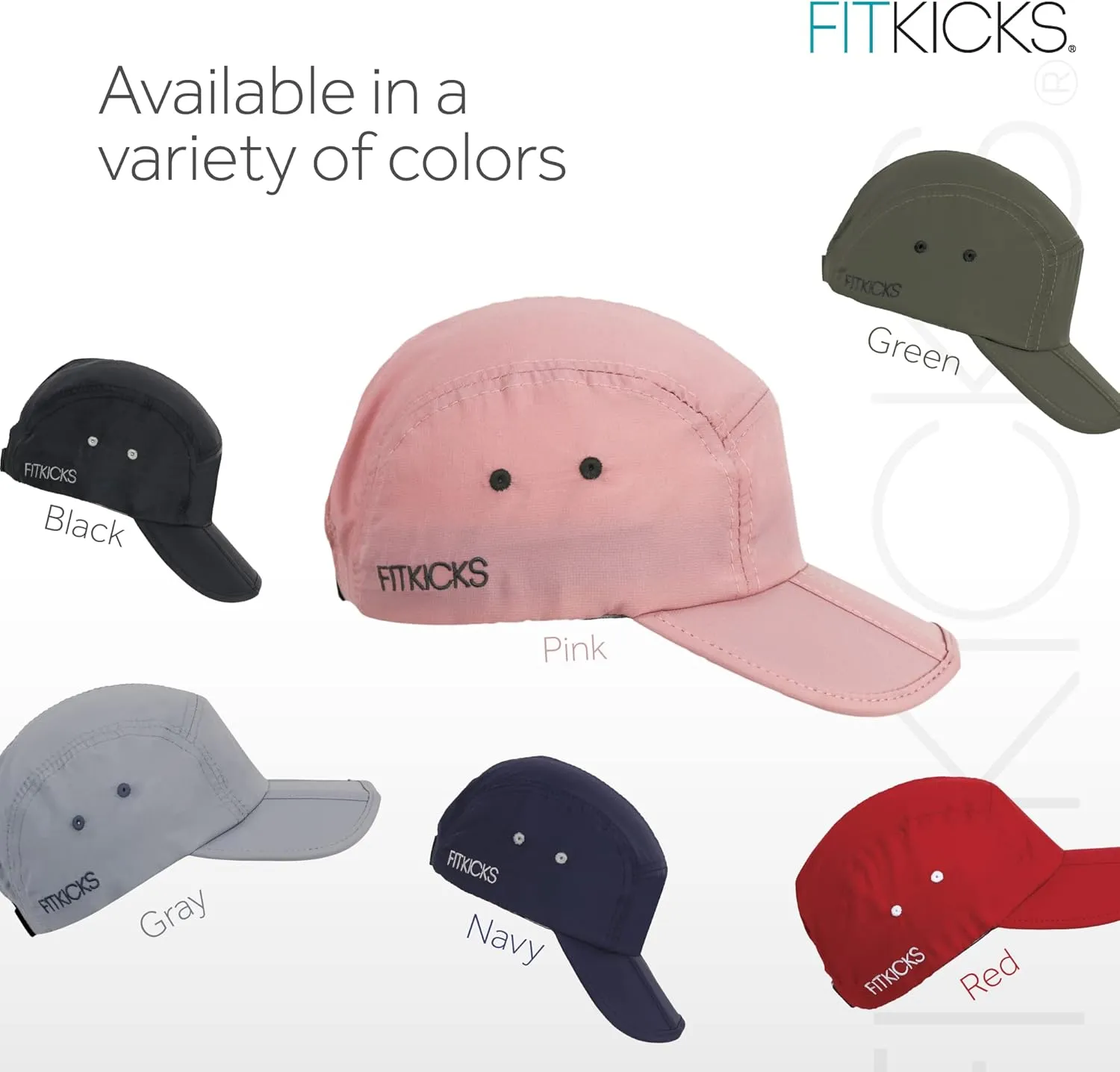 FITKICKS Folding Cap, Comfortable and Adjustable Ball Cap, UPF 50  Sun Cap for Men and Women