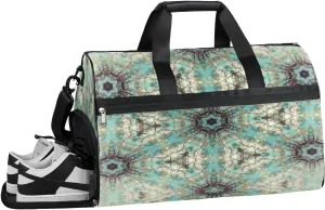 Fractal Blue Sky Sports Gym Bag with Wet Pocket & Shoes Compartment Waterproof Workout Duffel Bag for Women and Men Weekender Overnight Duffle Bag Travel Carry-on Tote