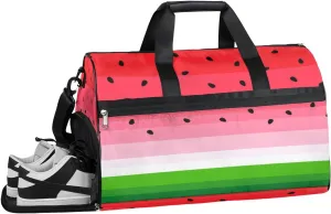 Fruit Watermelon Print Sports Gym Bag with Wet Pocket & Shoes Compartment Waterproof Workout Duffel Bag for Women and Men Weekender Overnight Duffle Bag Travel Carry-on Tote