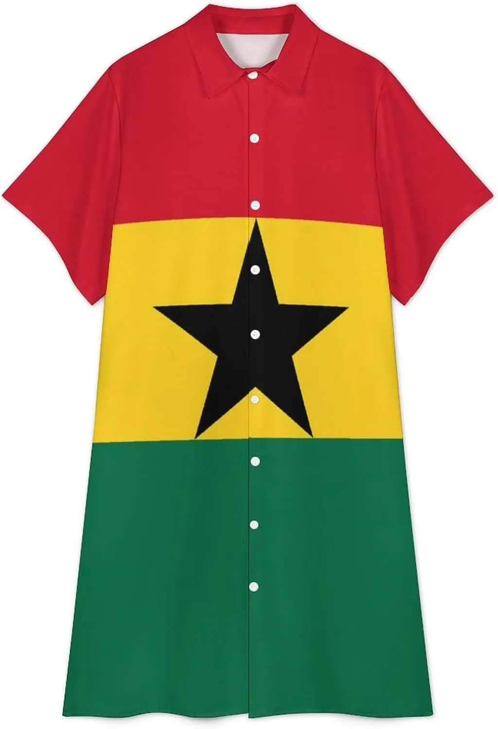 Ghana Flag Womens Button Down Shirt Dresses Cute Button Up Short Sleeve Blouse Tops