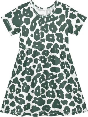 Girls' Dresses Baseball Print Short Sleeve Summer Dress for Toddler Girls 2-8Y