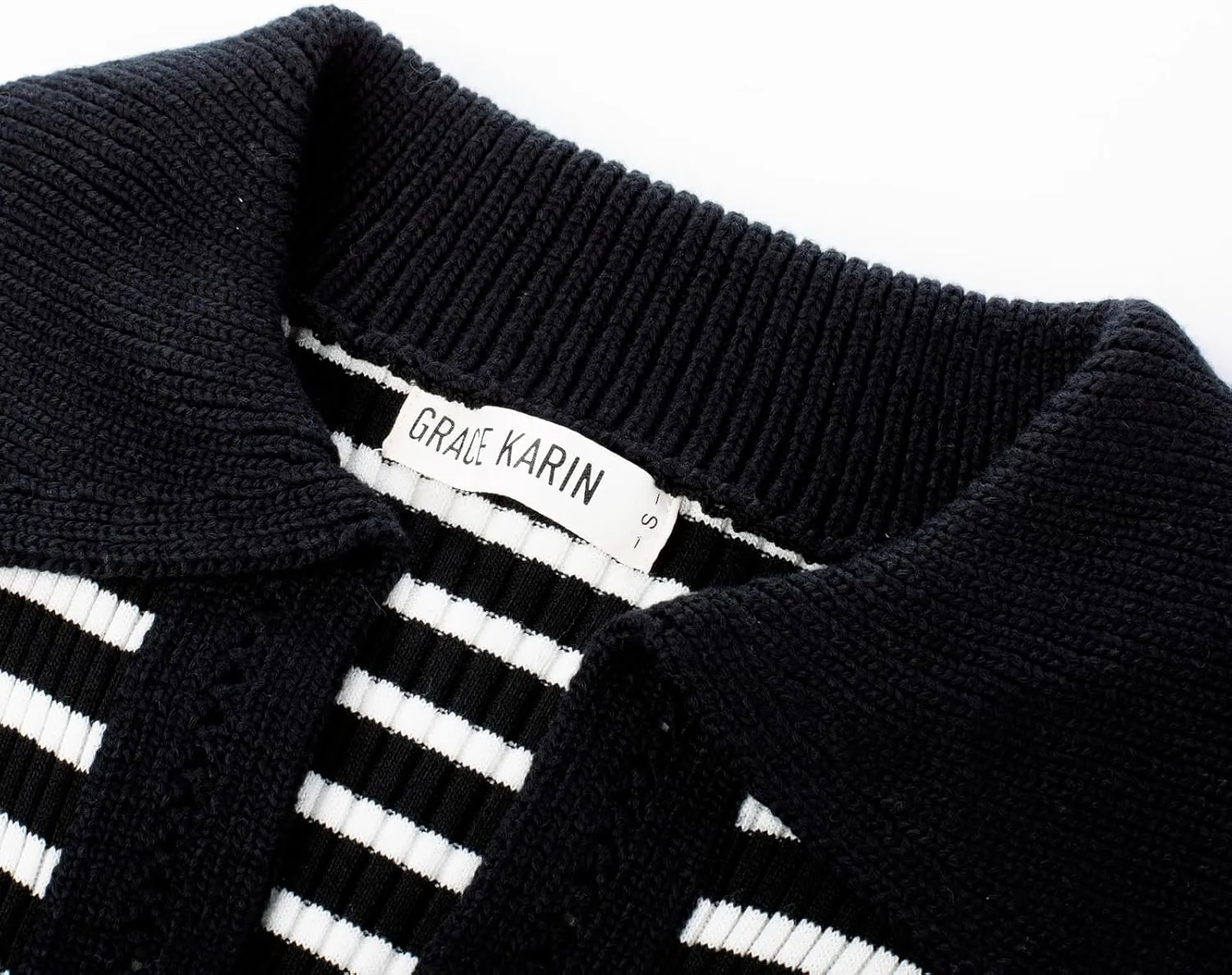 GRACE KARIN Women's Fall Striped Knit Pullover Casual Sweater Dress Sexy V Neck Bodycon Lapel Collar Long Sleeve Midi Dresses