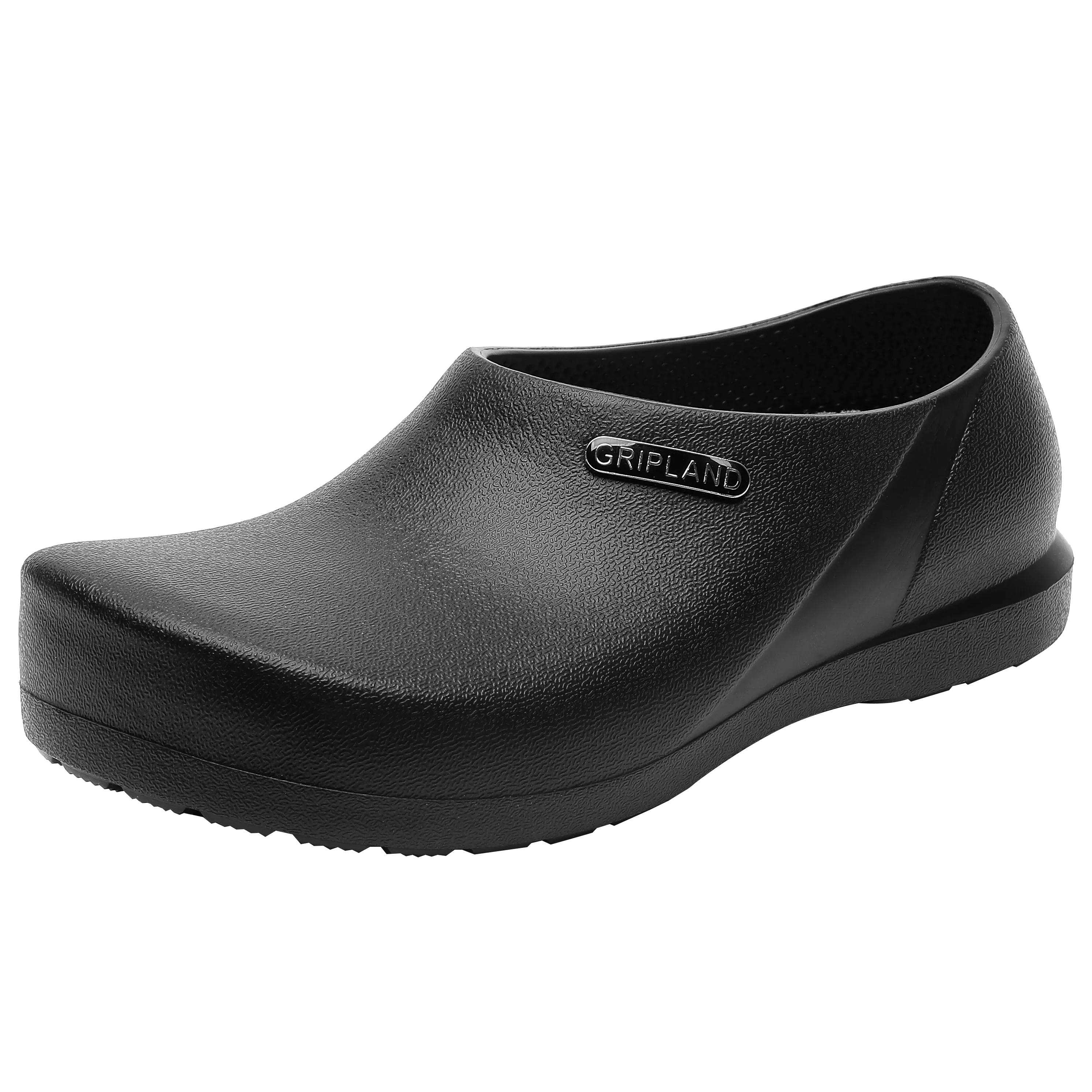GRIPLAND Slip Resistant Specialist Clog with Antibacterial Insole Men's Women's Chef Nurse Shoes Kitchen Garden Slippery Ground Not Only Non Slip Lightweight Shoes Black Grey