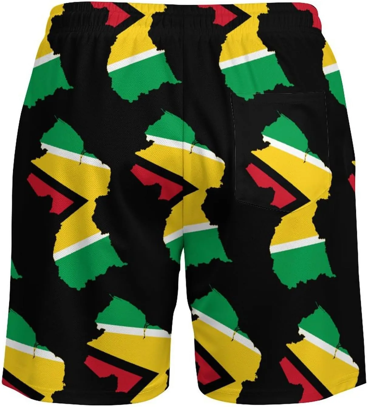 Guyana Flag Map Mens Swim Trunks Quick Dry Swim Shorts with Pockets Funny Beach Shorts