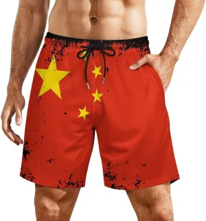Guyana Flag Map Mens Swim Trunks Quick Dry Swim Shorts with Pockets Funny Beach Shorts