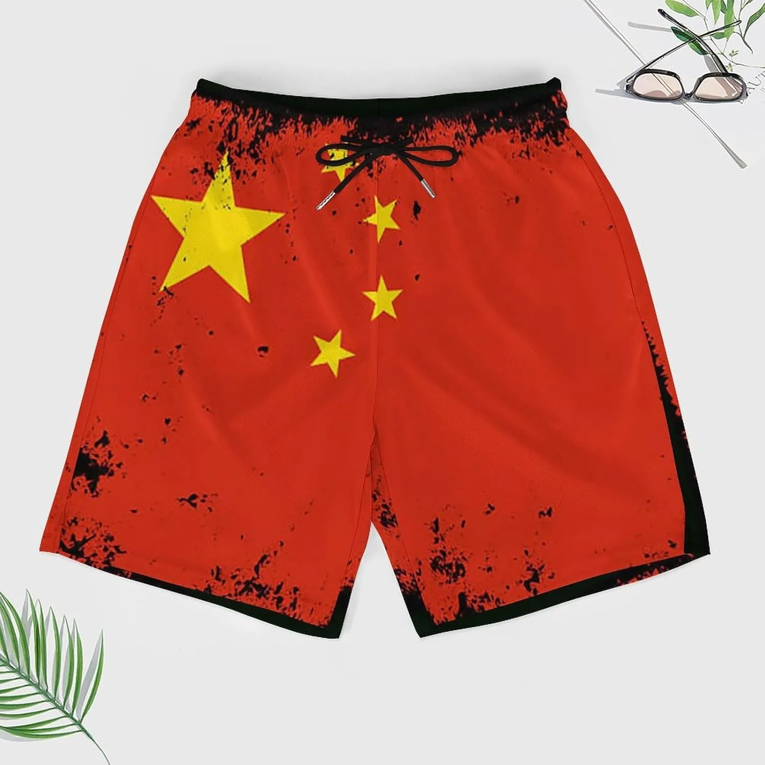 Guyana Flag Map Mens Swim Trunks Quick Dry Swim Shorts with Pockets Funny Beach Shorts