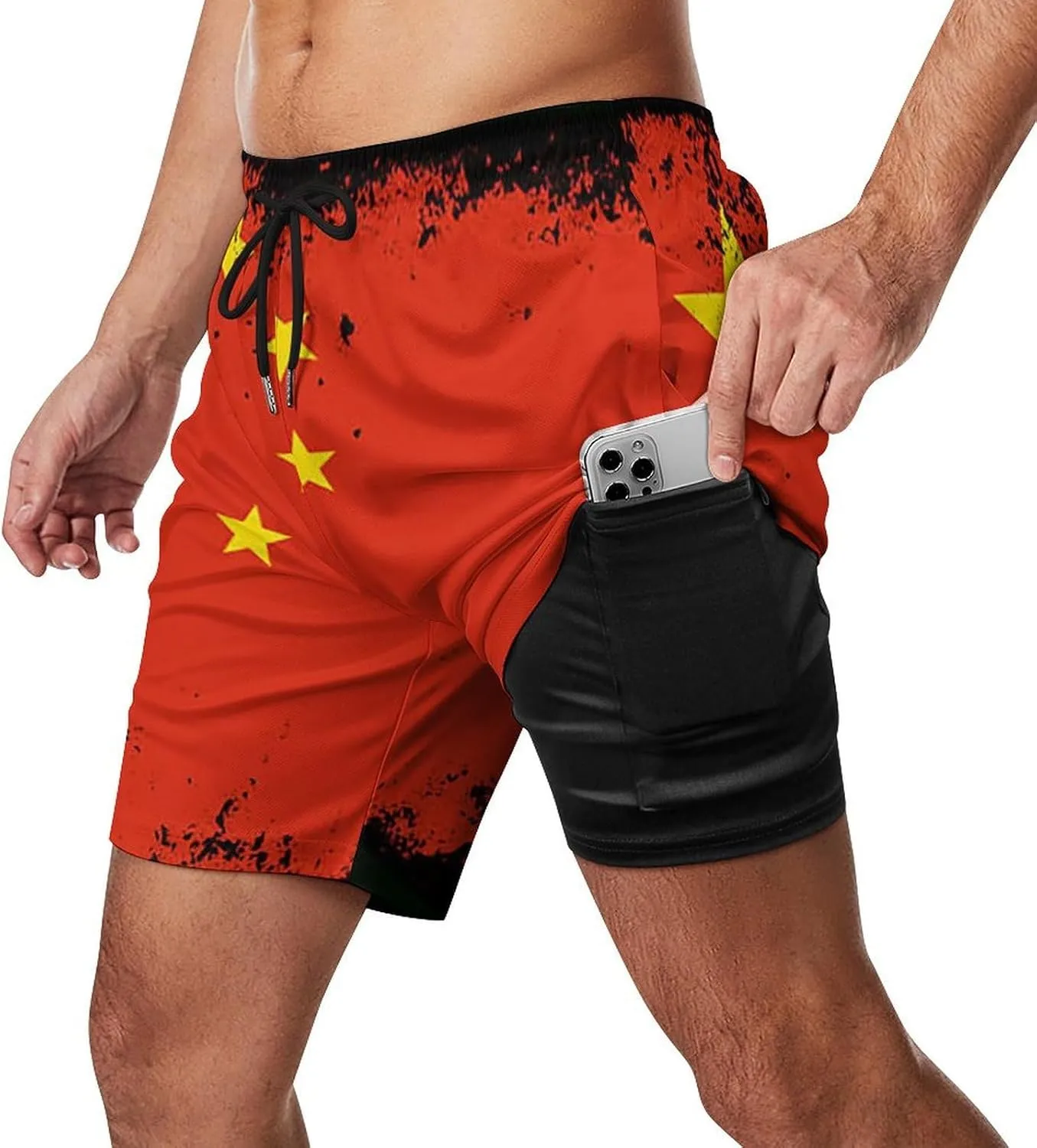 Guyana Flag Map Mens Swim Trunks Quick Dry Swim Shorts with Pockets Funny Beach Shorts