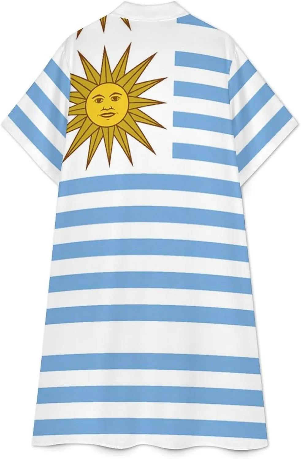 Guyana Flag Womens Button Down Shirt Dress Summer Simple Short Sleeve Shift Dresses with Pockets