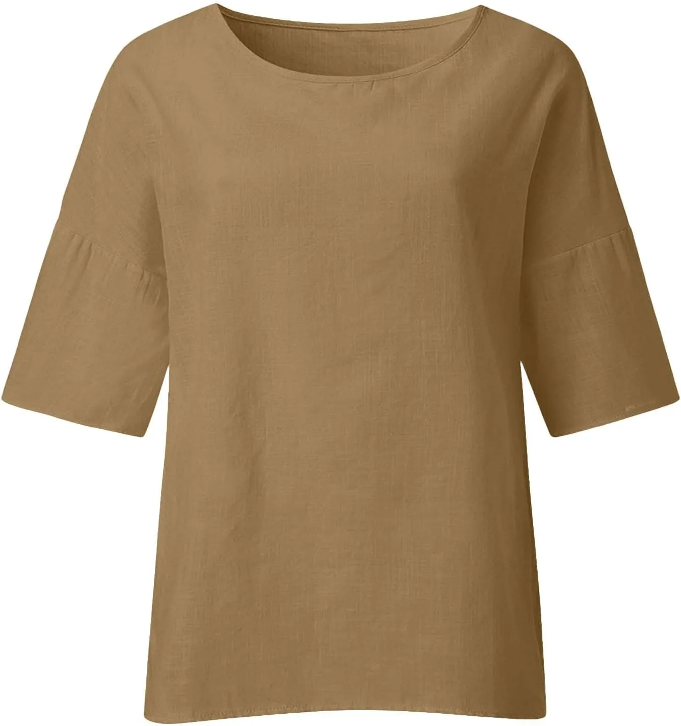 HXHYQKP Linen Tops for Women Summer Plus Size T Shirts V Neck Loose Blouses Trendy Tops for Women 2025