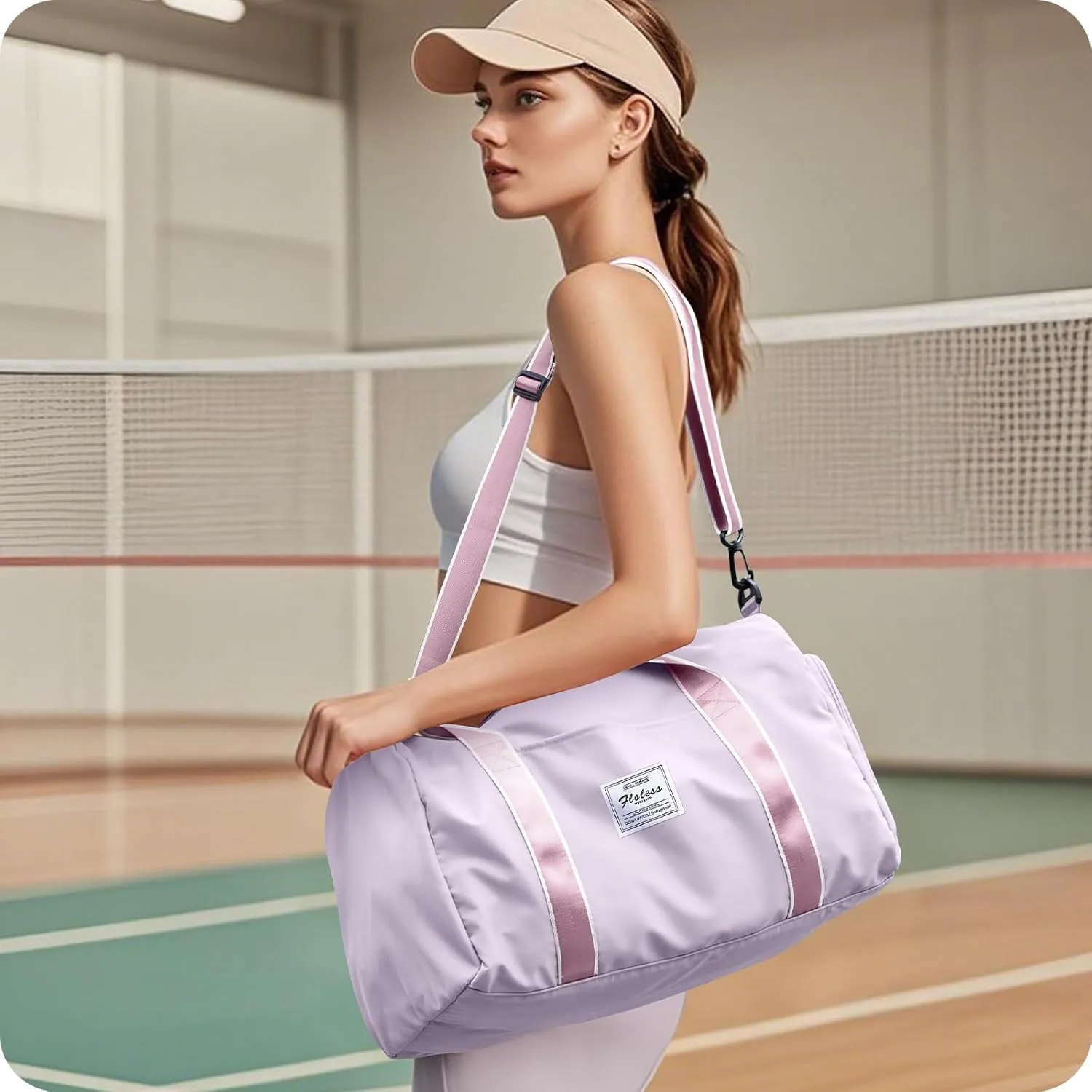 HYC00 Travel Duffel Bag, Sport Bag Gym Bag, Shoulder Weekender Overnight Bag for Women, H-Violet, 9.06 x 18.11 x 8.27 Zoll