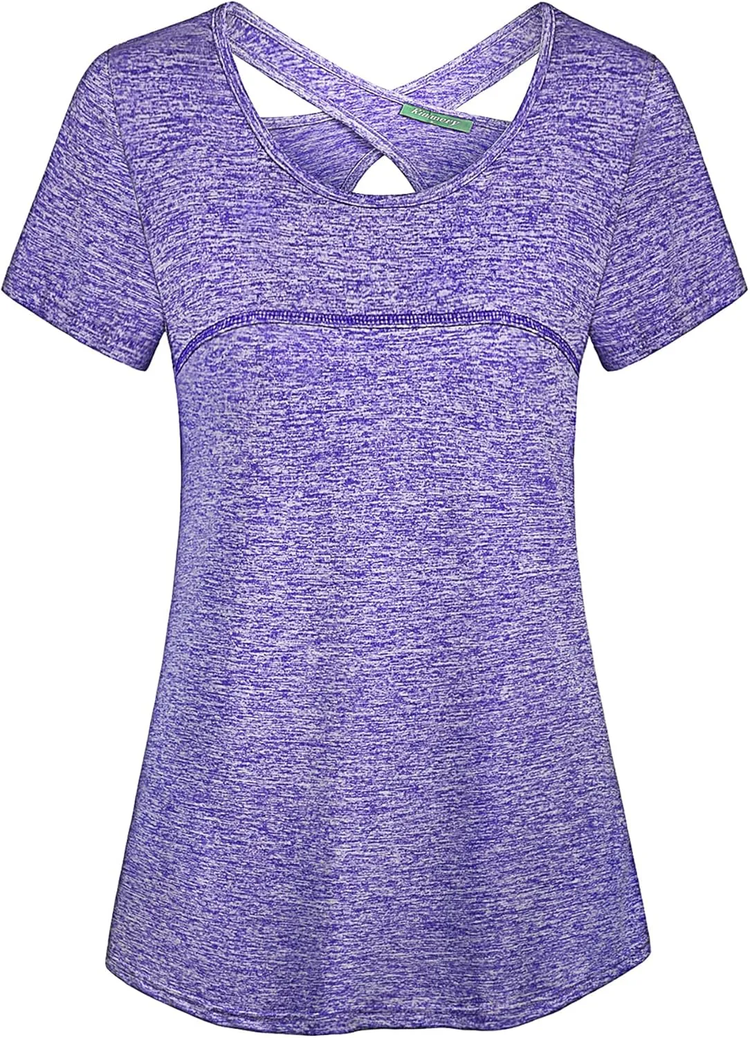 Kimmery Woman Short Sleeve Round Neck Criss Cross Back Yoga Shirt