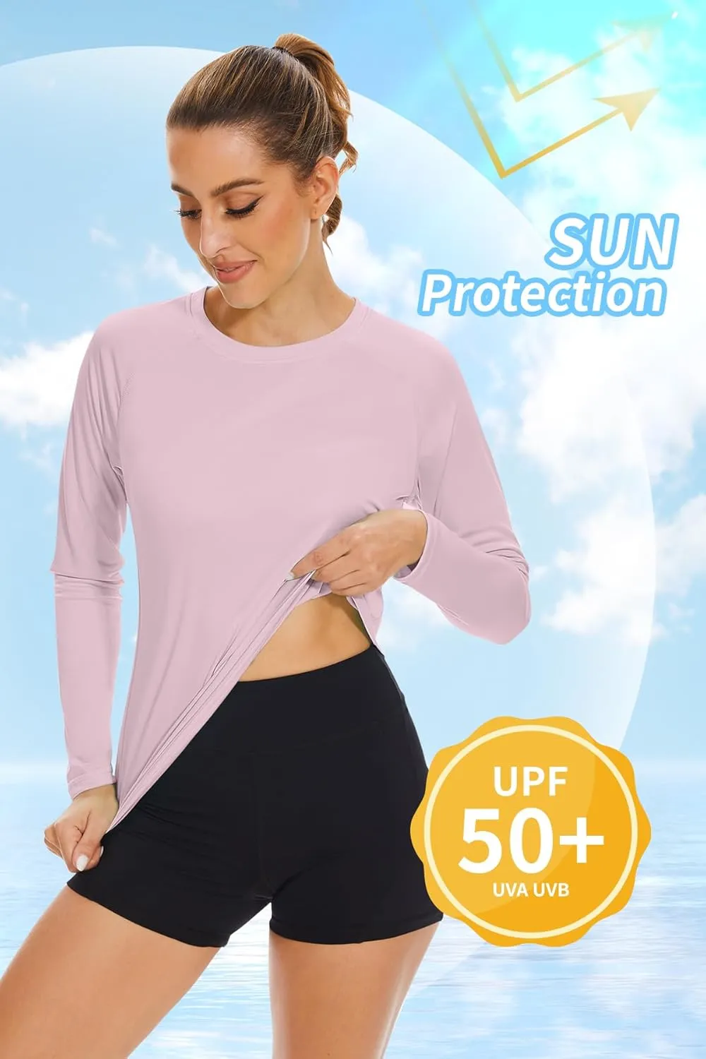 KINGFEN Women's UPF 50  Sun Protection Quick Dry Shirts Hiking Long Sleeve Tops
