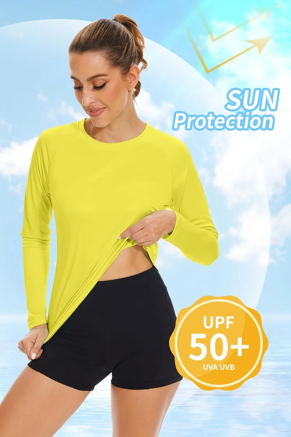 KINGFEN Women's UPF 50  Sun Protection Quick Dry Shirts Hiking Long Sleeve Tops