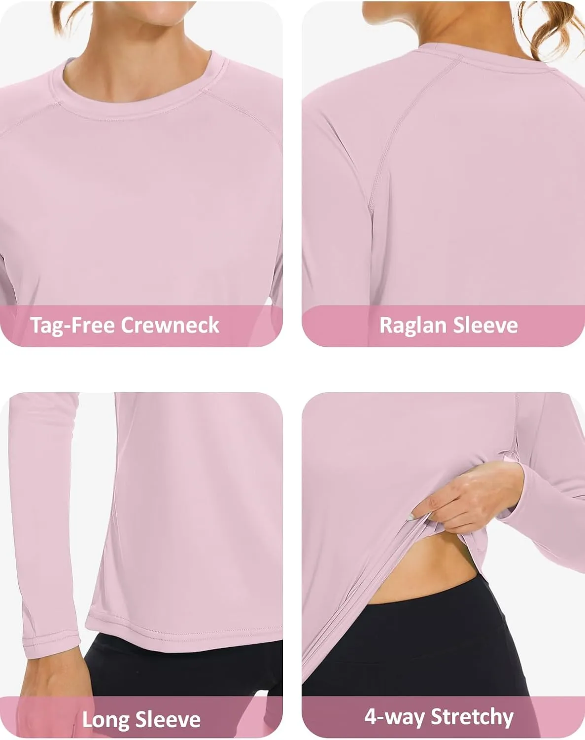 KINGFEN Women's UPF 50  Sun Protection Quick Dry Shirts Hiking Long Sleeve Tops
