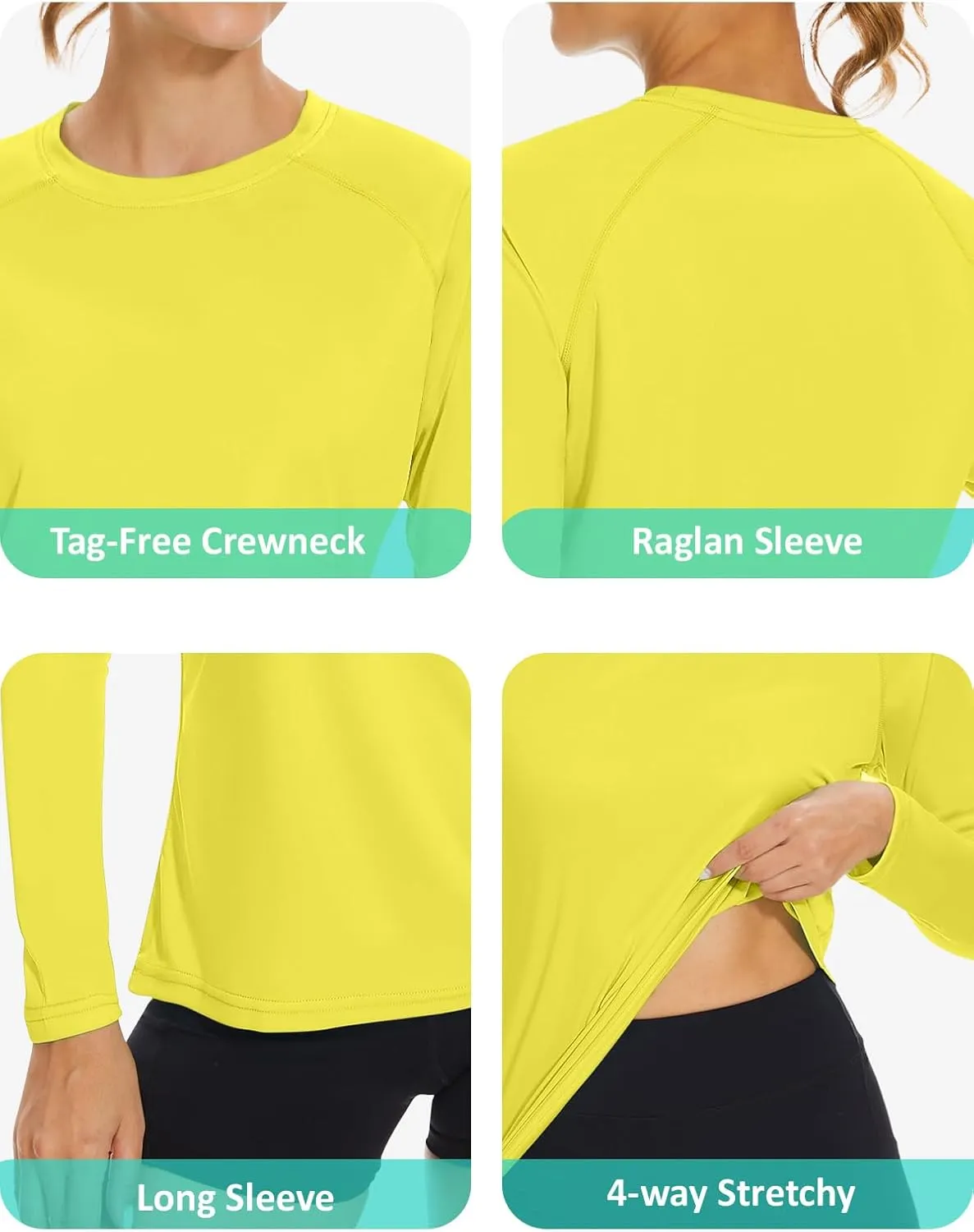 KINGFEN Women's UPF 50  Sun Protection Quick Dry Shirts Hiking Long Sleeve Tops