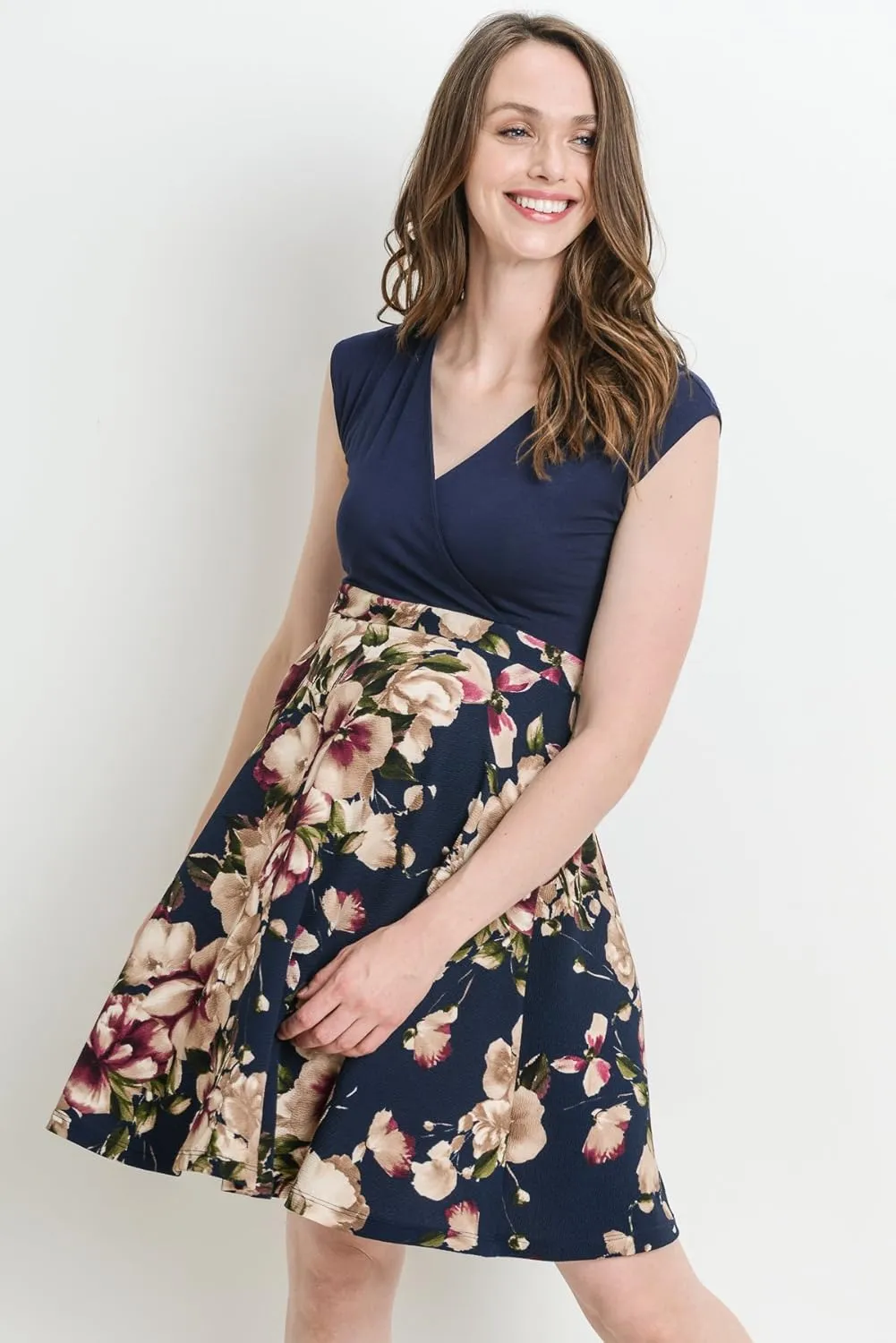 LaClef Women's Surplice Skater Maternity Dress