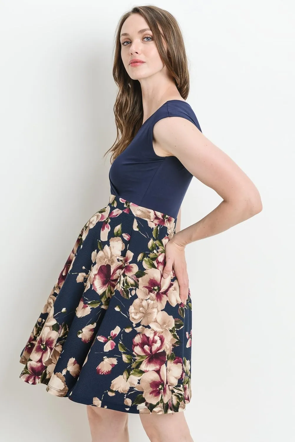 LaClef Women's Surplice Skater Maternity Dress