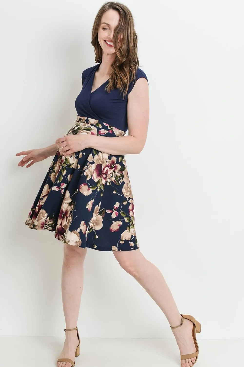 LaClef Women's Surplice Skater Maternity Dress