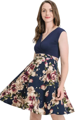 LaClef Women's Surplice Skater Maternity Dress