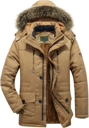 LCMTWX Coats for Men and Winter Jacket Coat Leisure Plus Size Hat Zip Pockets Cotton-Padded Warm Men's Thicken Warm