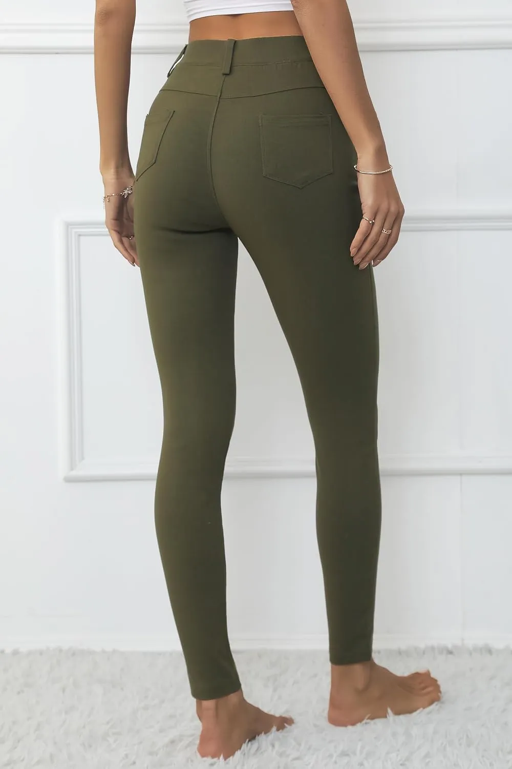 levaca Womens Jeggings High Waist Skinny Casual Work Pants Slim Pencil Trousers with Pockets