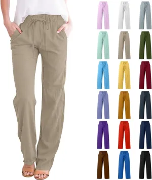 Lightweight Straight Leg Workout Pants for Women Casual Ruched Work Gym Athletic Joggers with Pockets