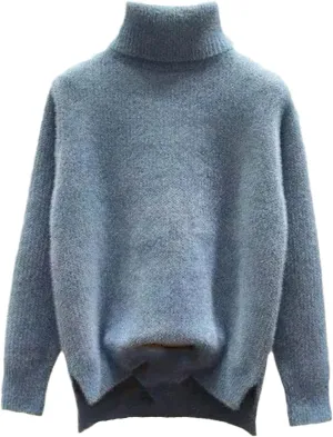 Loose Knit Sweater Women's Pullover Elegant Cashmere Pullover Turtleneck Winter Oversized Long Sleeve Top