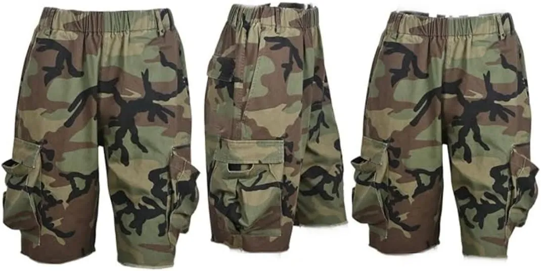 LRSOEY Women's Casual Camo Shorts High Waisted Denim Shorts Ripped Frayed Plus Size