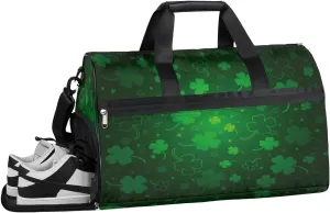 Lucky Clovers Sports Gym Bag with Wet Pocket & Shoes Compartment Waterproof Workout Duffel Bag for Women and Men Weekender Overnight Duffle Bag Travel Carry-on Tote