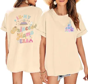 Magic Kingdom Shirts for Women: Magical Princess T Shirt Castle Holiday Graphic Tees in My Mama Era Oversized Tops