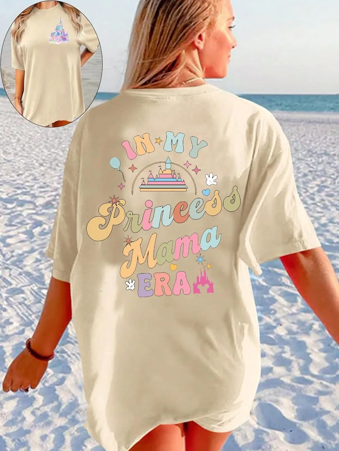 Magic Kingdom Shirts for Women: Magical Princess T Shirt Castle Holiday Graphic Tees in My Mama Era Oversized Tops
