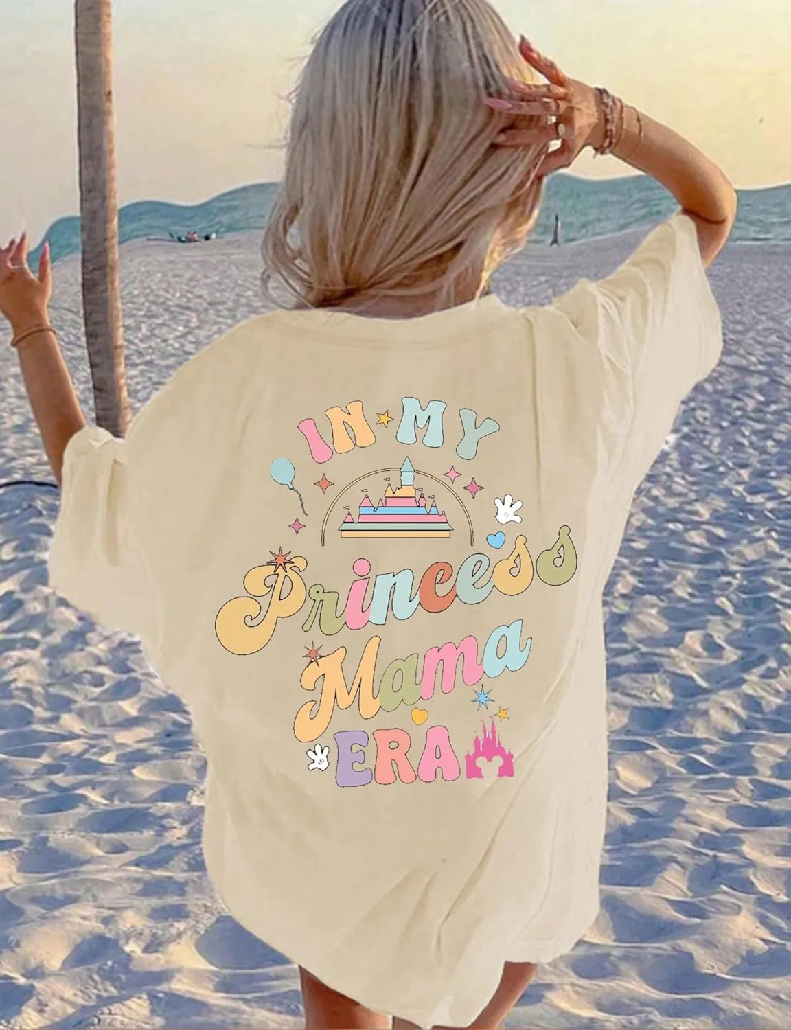 Magic Kingdom Shirts for Women: Magical Princess T Shirt Castle Holiday Graphic Tees in My Mama Era Oversized Tops