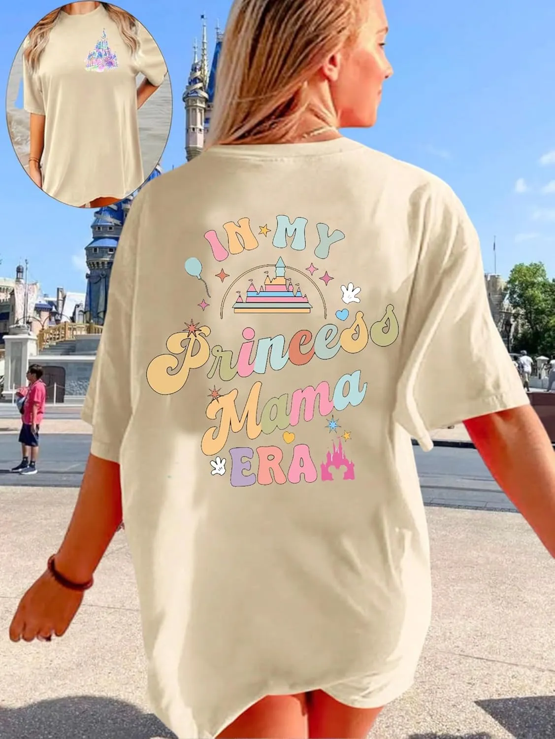 Magic Kingdom Shirts for Women: Magical Princess T Shirt Castle Holiday Graphic Tees in My Mama Era Oversized Tops