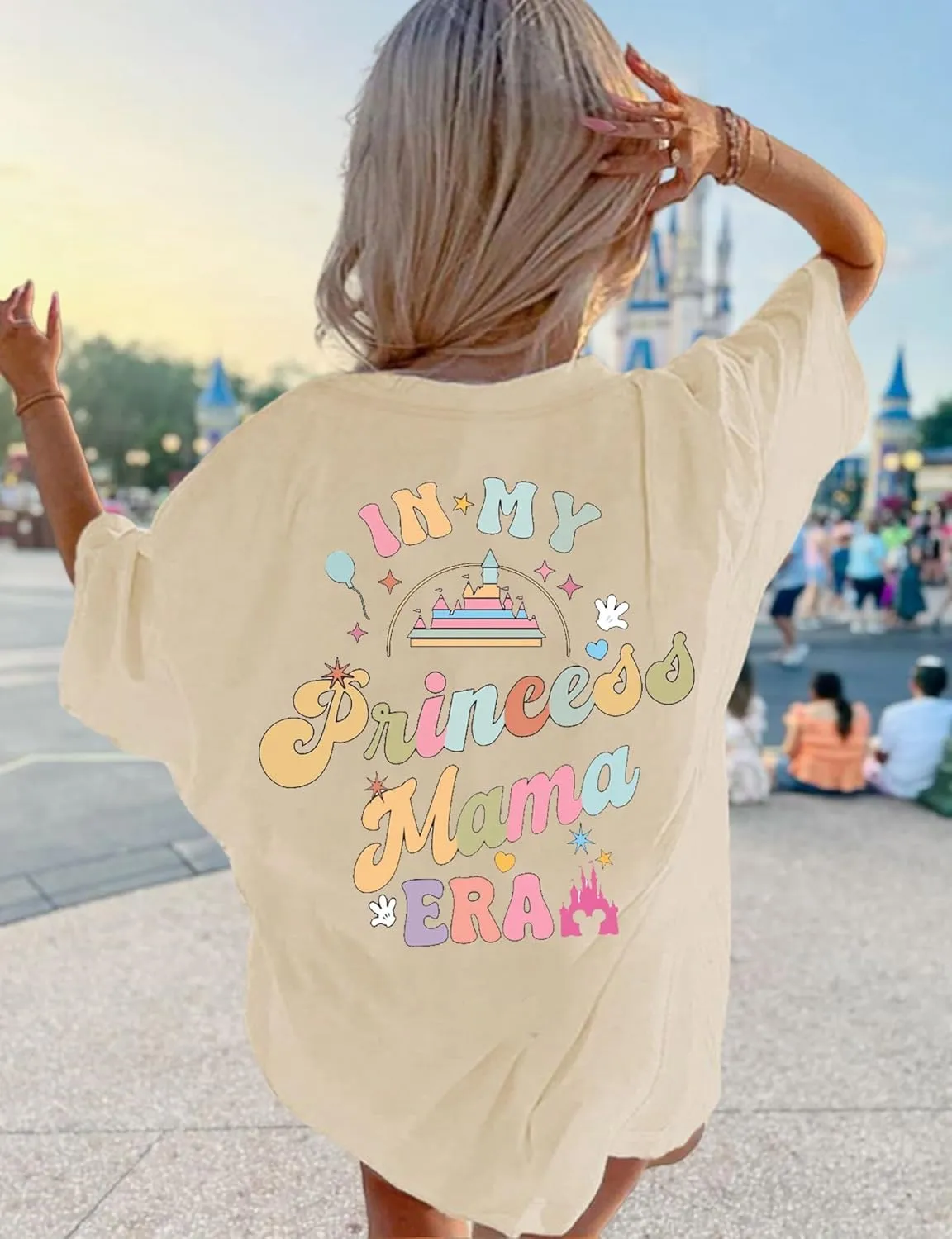 Magic Kingdom Shirts for Women: Magical Princess T Shirt Castle Holiday Graphic Tees in My Mama Era Oversized Tops