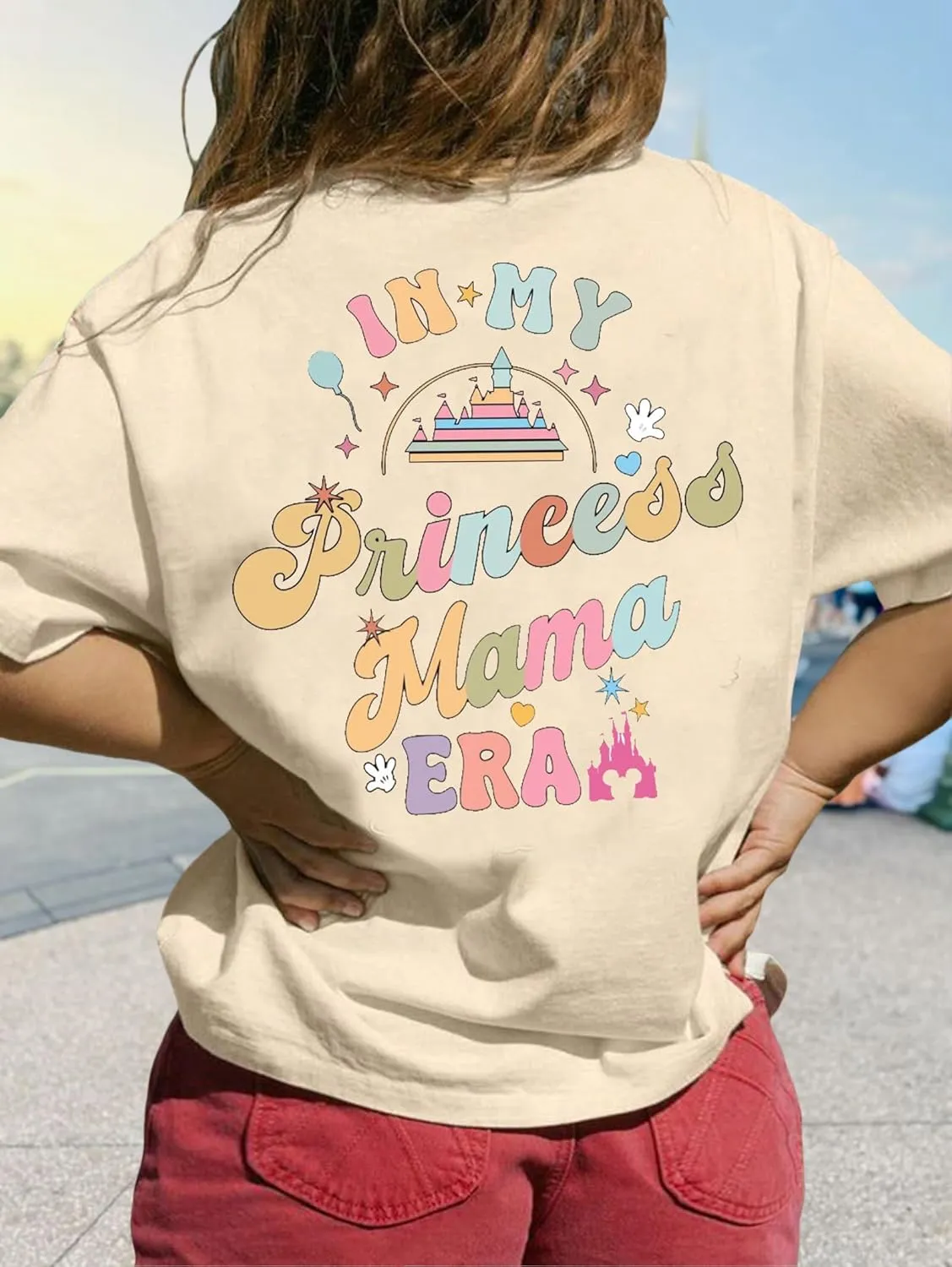 Magic Kingdom Shirts for Women: Magical Princess T Shirt Castle Holiday Graphic Tees in My Mama Era Oversized Tops