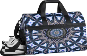 Mandala Print Sports Gym Bag with Wet Pocket & Shoes Compartment Waterproof Workout Duffel Bag for Women and Men Weekender Overnight Duffle Bag Travel Carry-on Tote