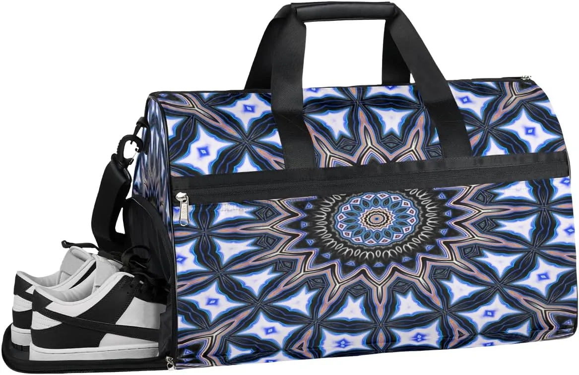 Mandala Print Sports Gym Bag with Wet Pocket & Shoes Compartment Waterproof Workout Duffel Bag for Women and Men Weekender Overnight Duffle Bag Travel Carry-on Tote