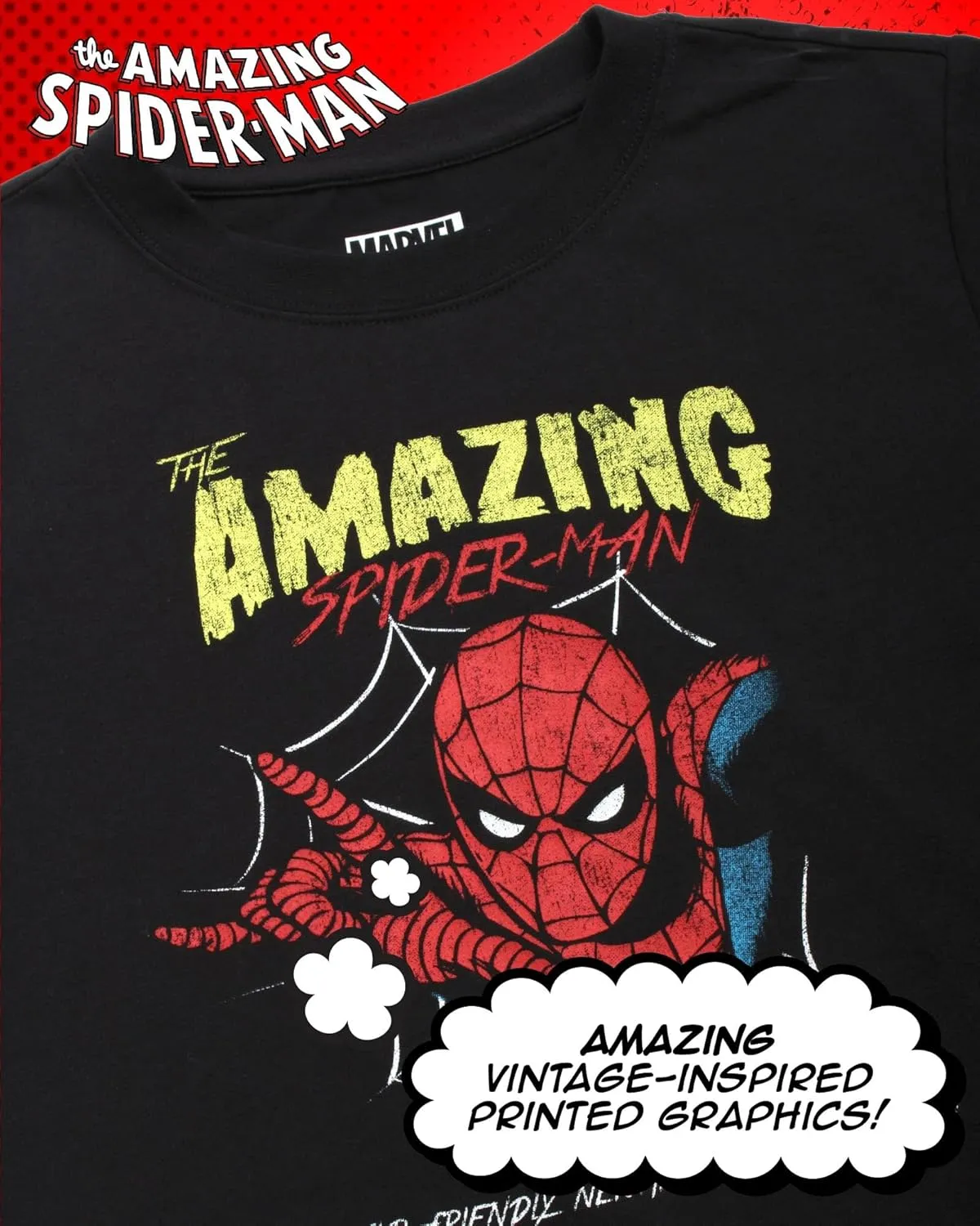 Marvel Womens Graphic Tee - The Amazing Spiderman Crop Top Baby Tee and Tank Top Short Sleeve Graphic Shirts for Women (S-XL)