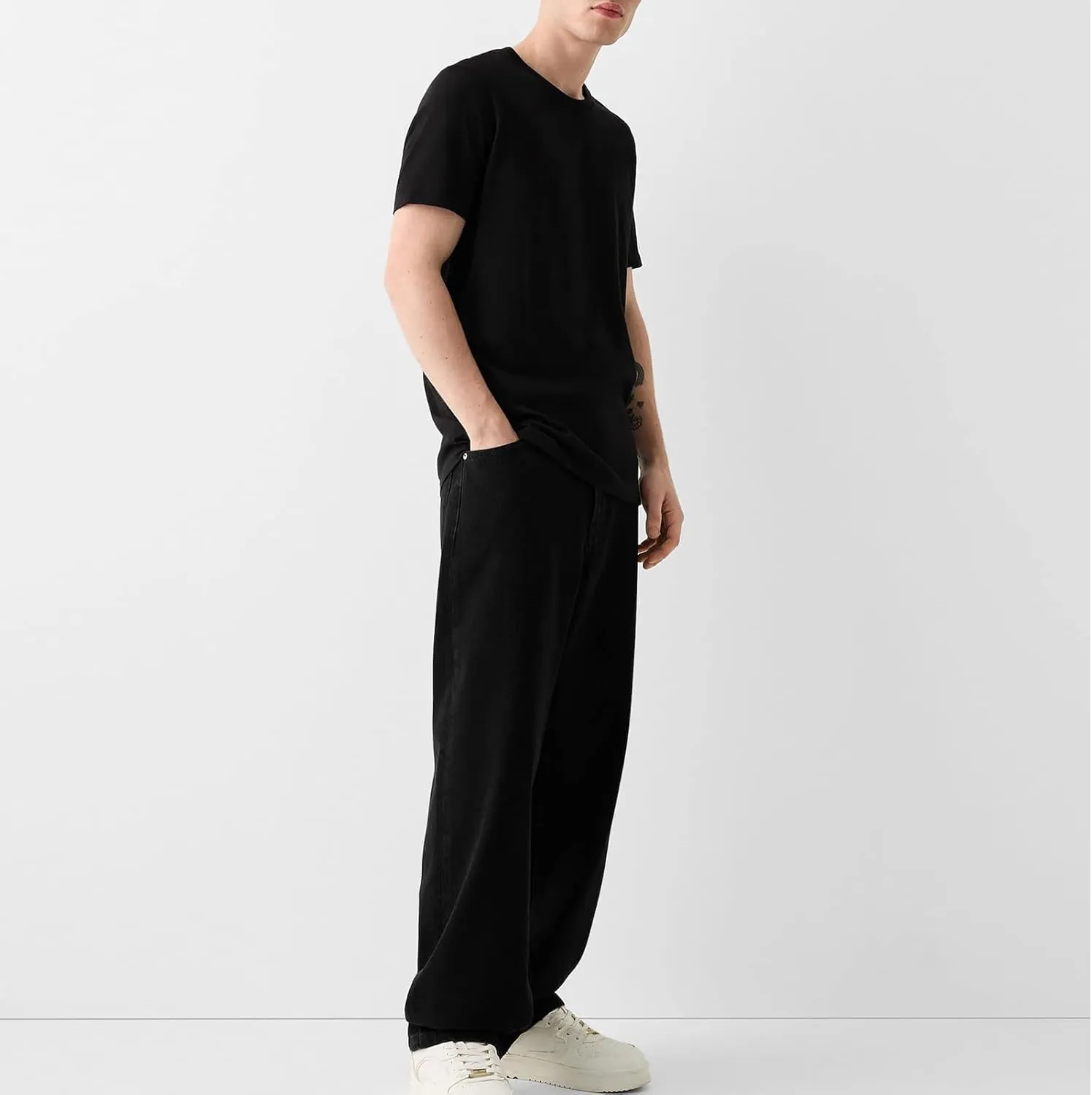 Men Jeans Straight fit High Waisted Work Jeans Relaxed Fit Baggy Denim Jeans Pants