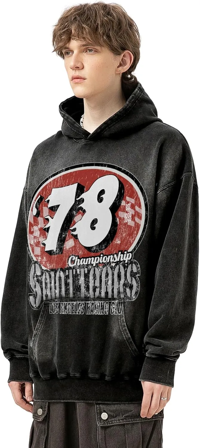 Mens Graphic Oversized Hoodie 78 Championship Print Streetwear Casual Hoodies Y2K Hooded Sweatshirt