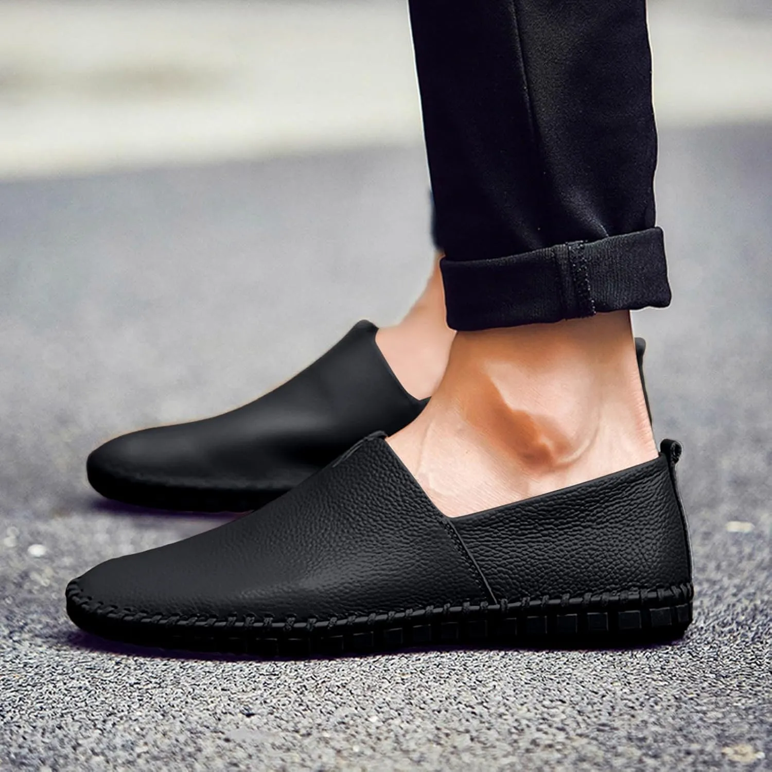 Mens Loafers & Slip-Ons Men's Slip On Loafers Fashion Breathable Flat Loafers Comfortable Slip Soft Sole Walking