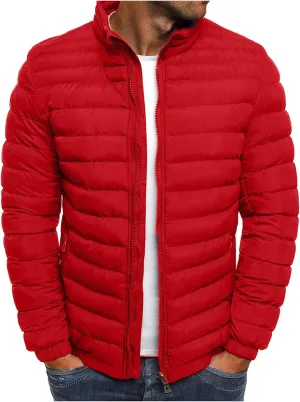 Men'S Puffer Down Jackets Lightweight Warm Coat Solid Color Thick Winter Outwear With Pockets For Travel Ski S-3XL
